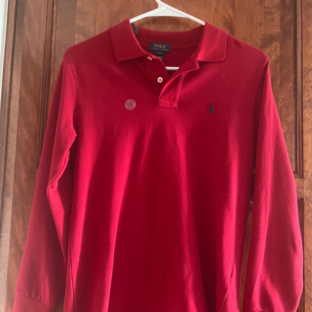 Boys Red Long sleeve Polo shirt